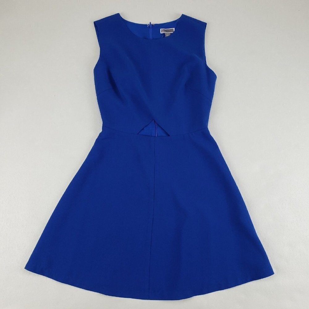 Chelsea 28 Cutout Sleeveless Dress Blue Womens XS Fit Flare Party Lined Mini
